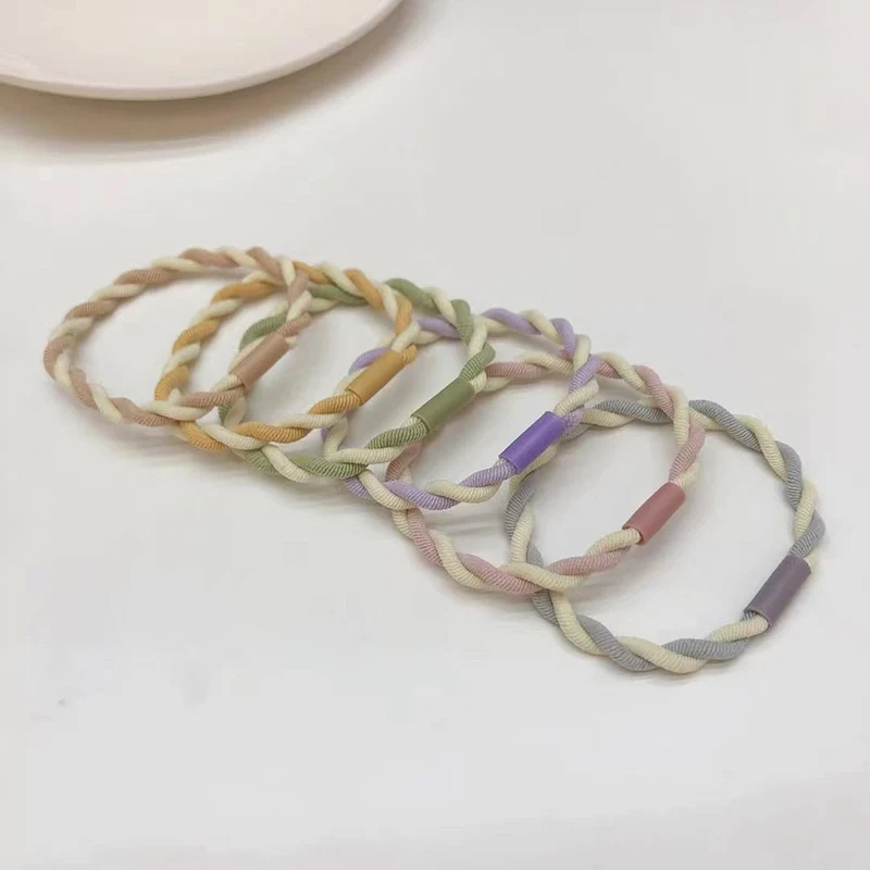 Two Colors Combined Simple Braided Hair Tie Double Cords Plait Elastic Hair Bands Scrunchies for Girl Ponytail Holder