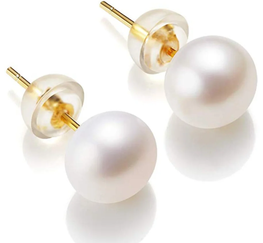 High Luster White 6-11mm 100% Cultured Freshwater Pearl Stud Earrings for Women Sterling