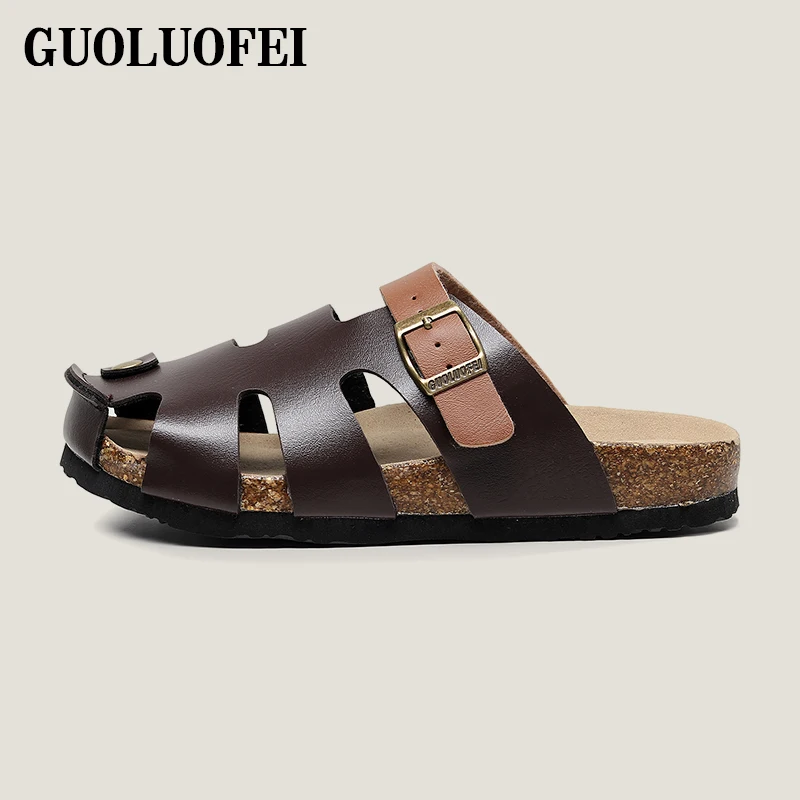 New Style Custom Two Strap Flat Wholesale Beach Woman Men mule Cork Shoes Slippers Sandals Stock