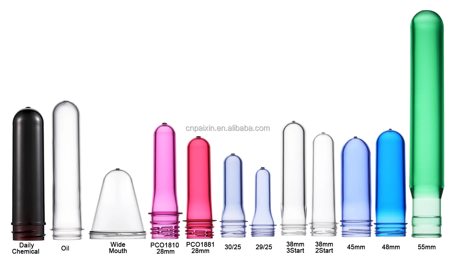 High Quality 28mm 38mm 45mm 55mm Plastic PET Preforms Blowing Beverage Water Bottles Pet Preforms Manufacturer