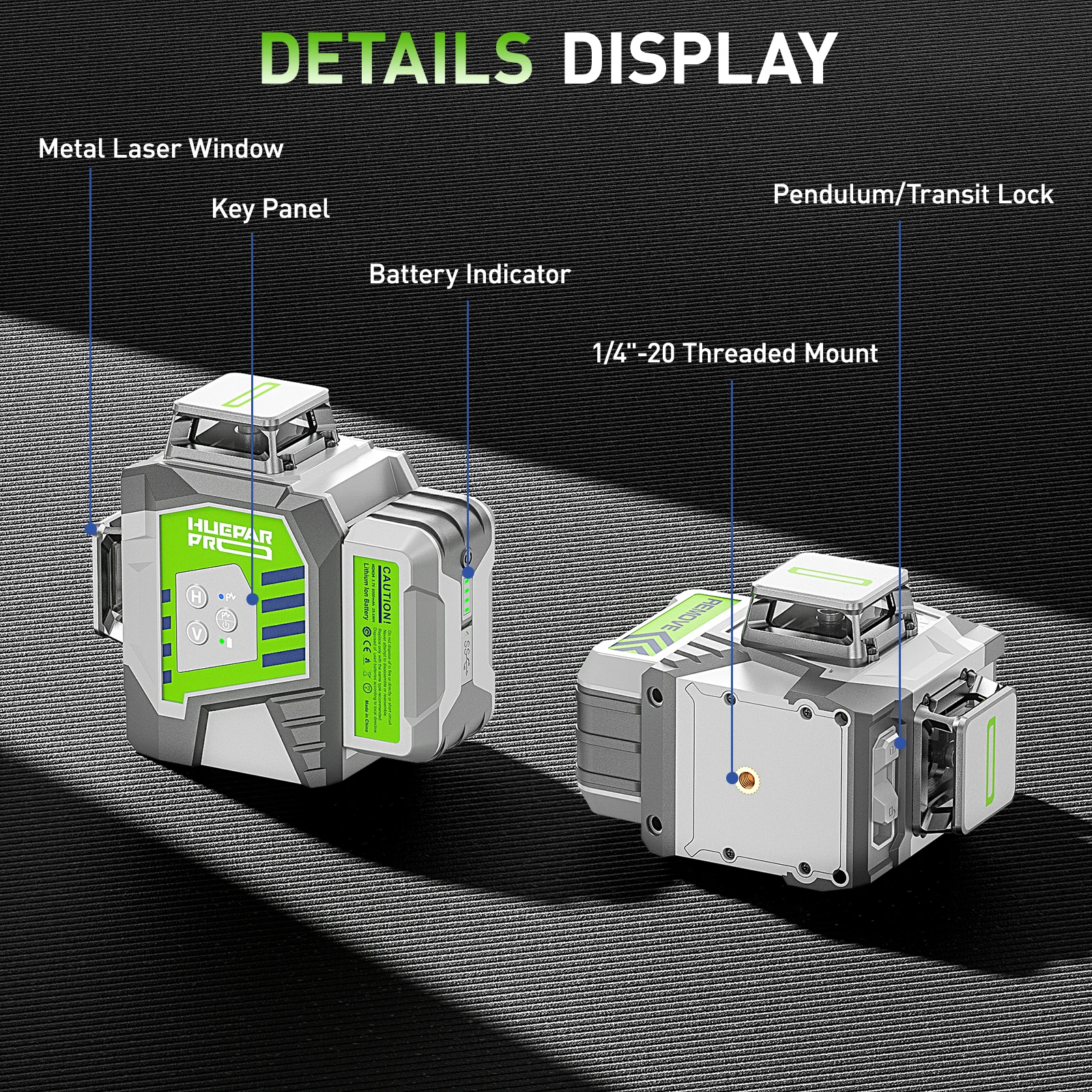 Huepar ZK03CG Professional Laser Level Instrument Vertical And Horizontal 3D 12 Lines 360 Leveling Machine For Tiling