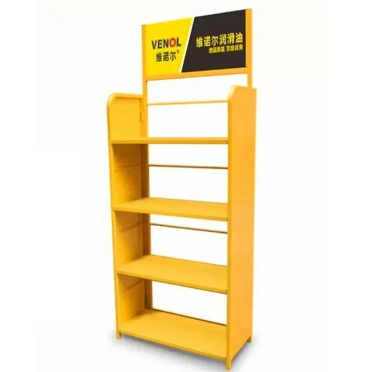 Customized Metal 5 Shelves Flooring metal Motor Engine castrol oil display stand Display Rack for Gas Station