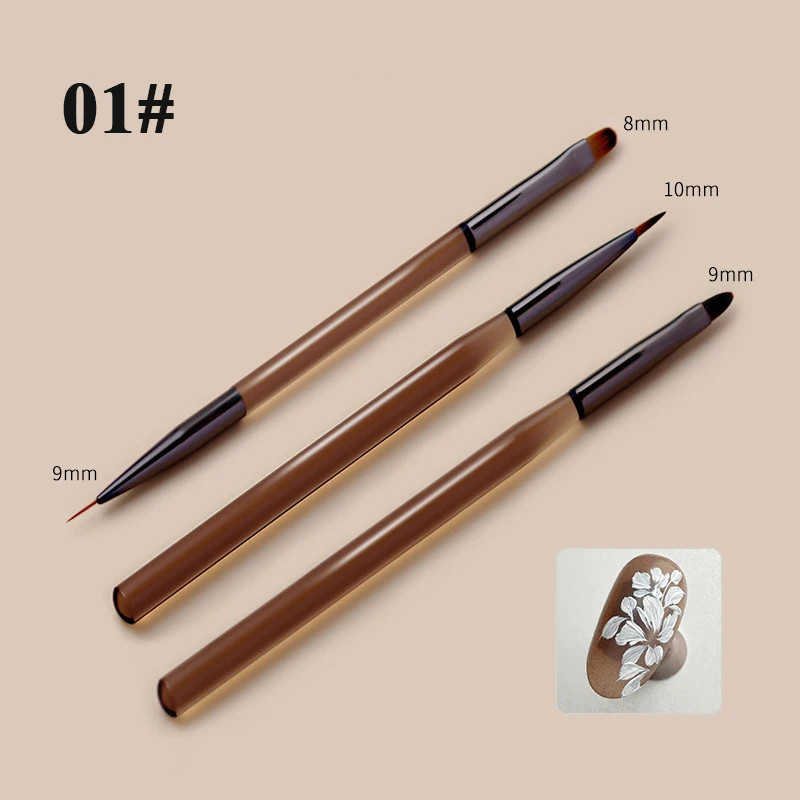 3pcs/set Nail Art Pen Semi-transparent Handles Uv Gel Painting Line Drawing Gradient Pens.