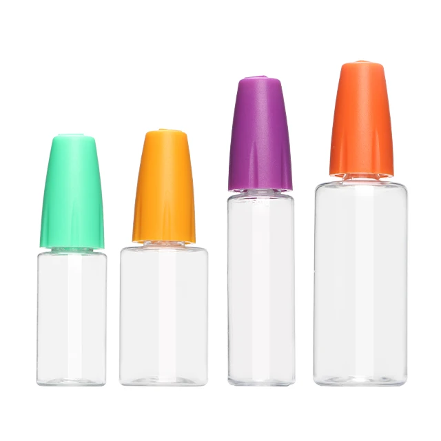 Round Plastic 10ML 15ML 20ML 30ML Plastic Dropper Needle Tip Cap With Childproof Cap Bottle