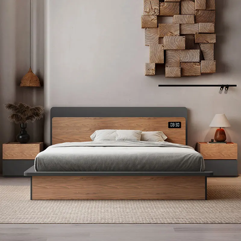 Modern Bedroom Furniture Sleep Storage Wooden Platform King Size Bed Frame Hotel Double Bed Base With Drawer