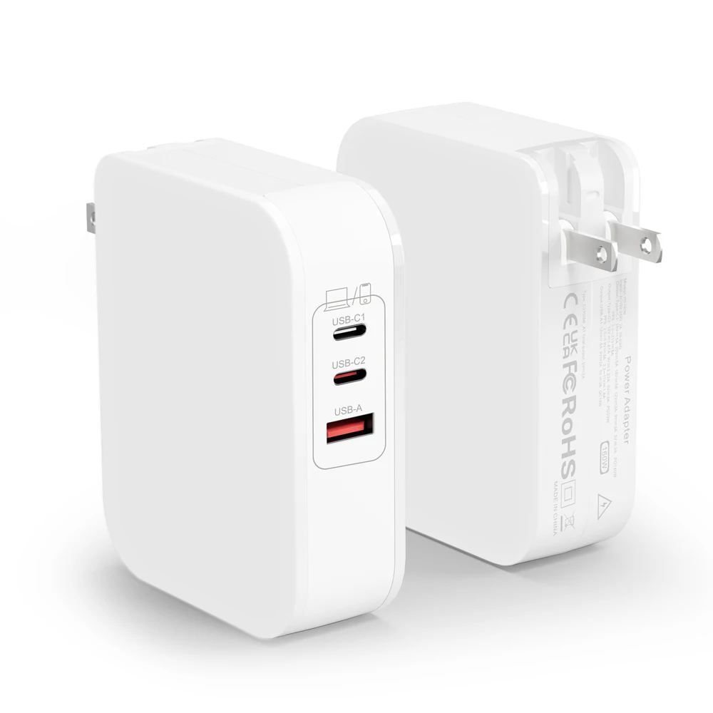 160W GaN USB C/A Laptop Charger Block Adapter Type C Charging Station for MacBook Pro/Air iPad iPhone Device with Type-C Port