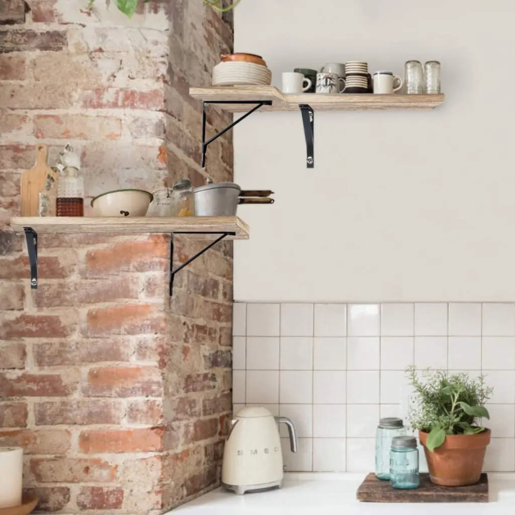 
Set Of 2 Corner Wall Shelves Rustic Wood Mount Corner Rack Floating Shelves for Bedroom Living Room Bathroom Kitchen 