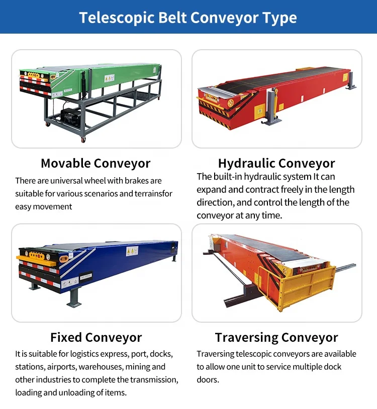Automatic Remote Control Telescopic Mobile Belt Conveyor For Heavy Duty Loading And Unloading Retractable Conveyor Belt