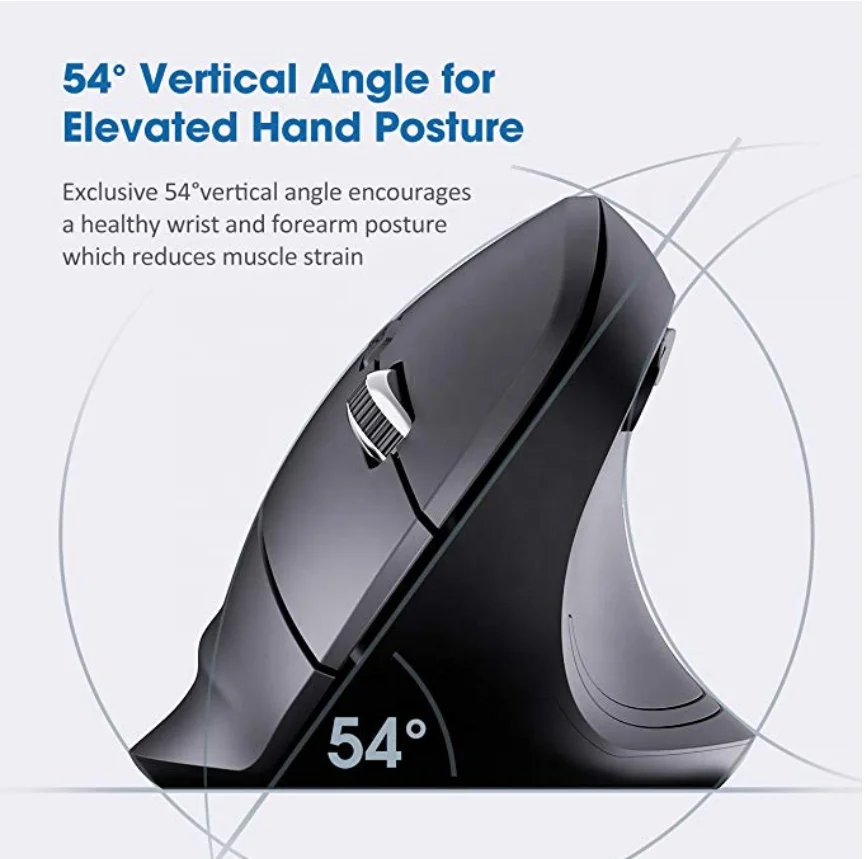 2019 New Arrival Ergonomic Vertical Wireless Mouse 2.4G USB Portable Optical Mouse-Reduce Wrist Pain, 6 Buttons 4 Adjustable DPI