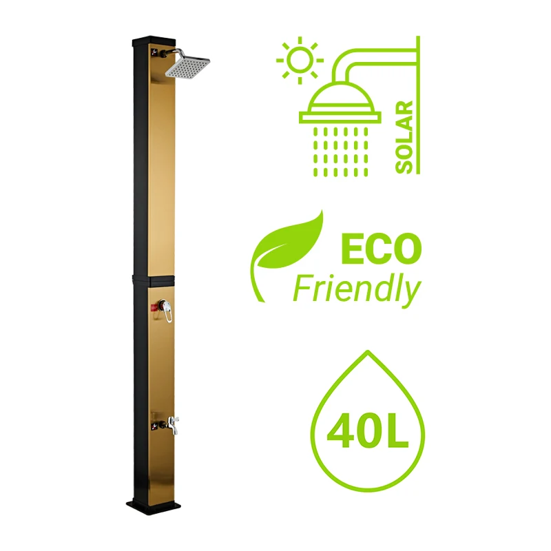 CYEN 2023  New Launch 140F Temperature Adjustment PVC Construction Solar Heater Brushed Gold Portable Garden Solar Shower