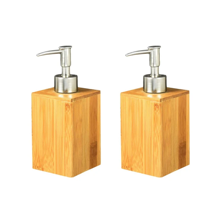 Bathroom Press Bottle Hand Sanitizer Bottle Shampoo Container Factory Bamboo Wood