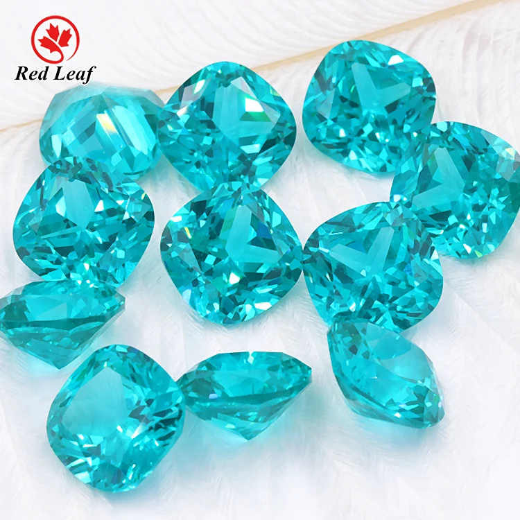 
Redleaf Jewelry synthetic paraiba tourmaline stones Cushion Cut 10*10mm green tourmaline gemstone prices nanosital paraiba 