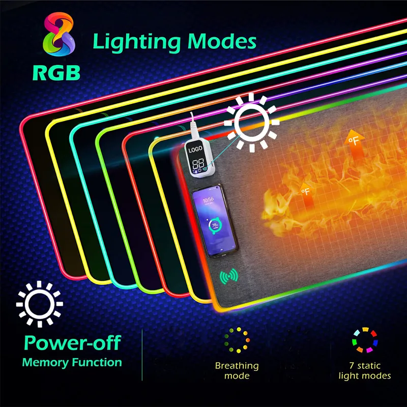 Home And Office Use Electric Heated Desk Mat Warm Table Pad With 15W Fast Charging Wireless Charger Function