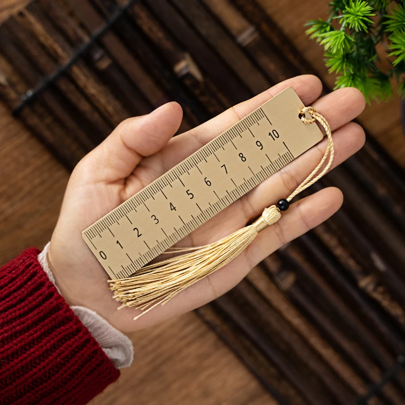 Rectangle Metal Ruler Bookmark With Tassel,Gift Boxed Bookmark For Book,Customised Personalised Bookmarks Ruler Brass