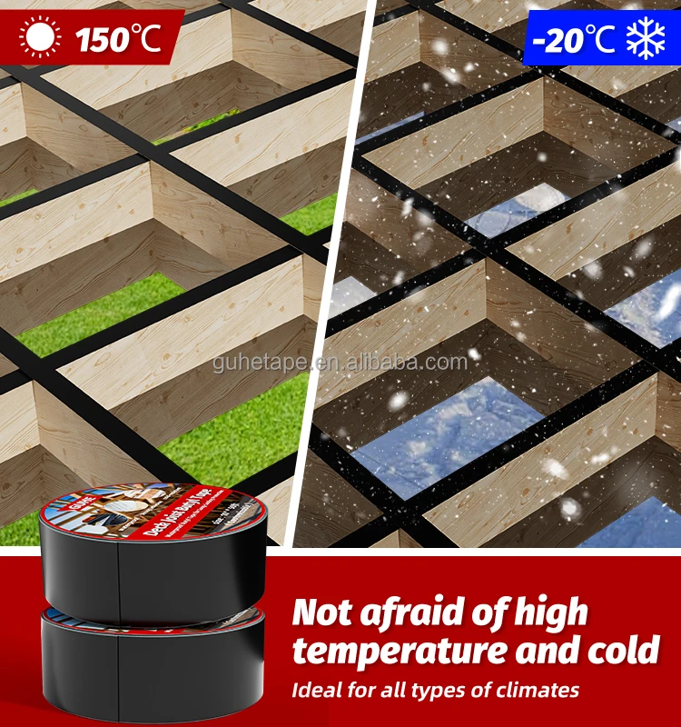 Deck Joist Tape Weather-Resistant Waterproof Seal Antiseptic Self-Adhesive Flashing Butyl Joist Tape for Wood Decks Beams Roof