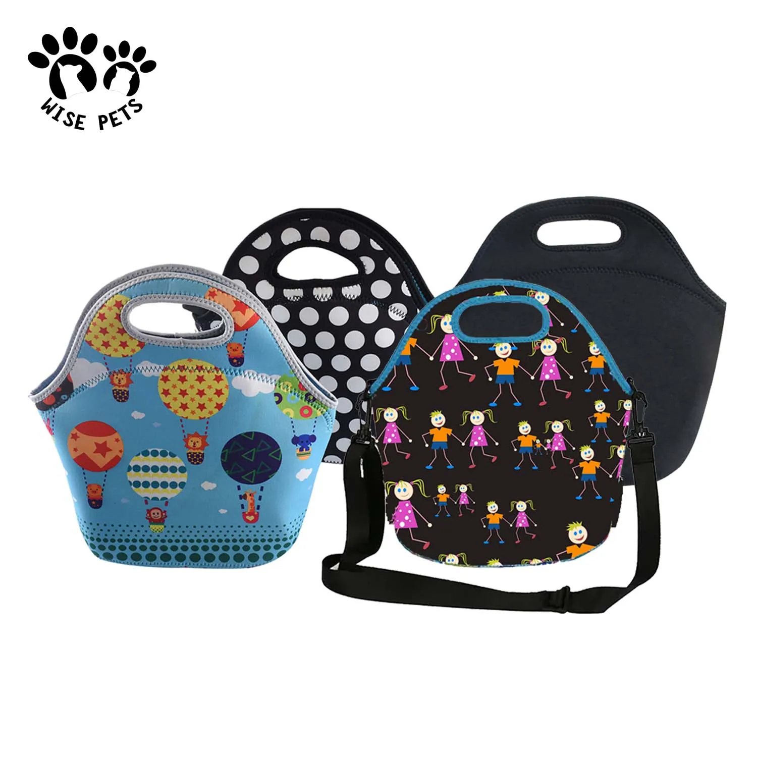 Sublimation Blank Neoprene Insulated Cooler Bag Reusable Food Carrier Tote Bag Custom Printed Lunch Bags For School Travel Work