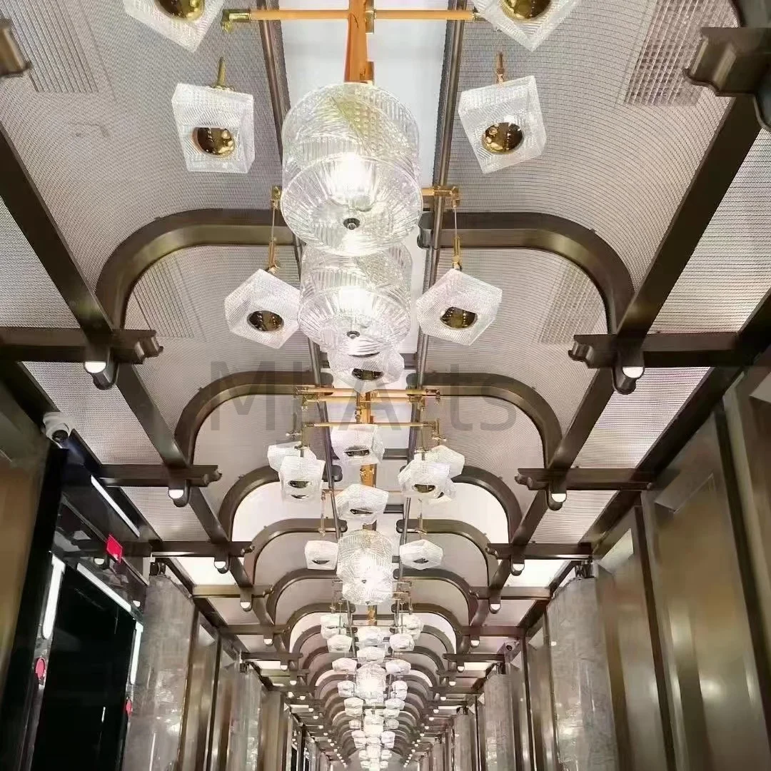 Business ktv lamp private room room aisle high-grade high-grade light luxury leather chandelier belt lamp combination chandelier