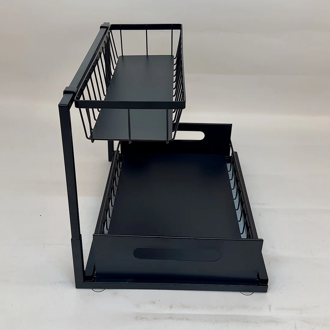 Hot Selling Storage Holders & Racks Kitchen Cabinets Organizer for Office Black Kitchen Accessories Customized Logo Carbon Steel