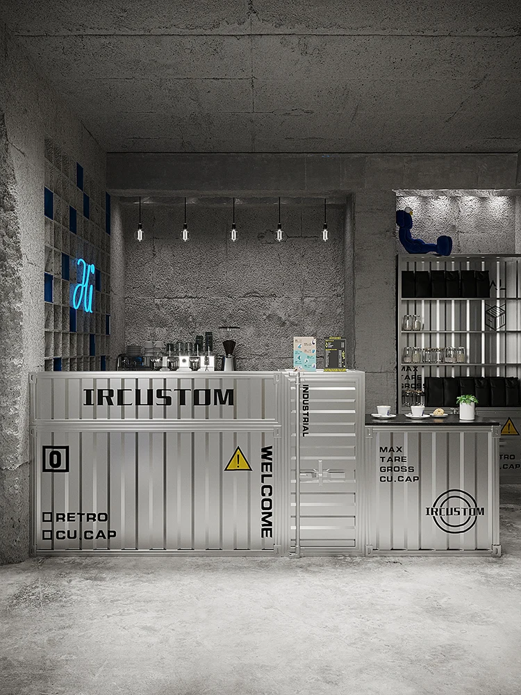 Hot selling retro bar cashier wrought iron container milk tea shop clothing store industrial style furniture creative corner rec