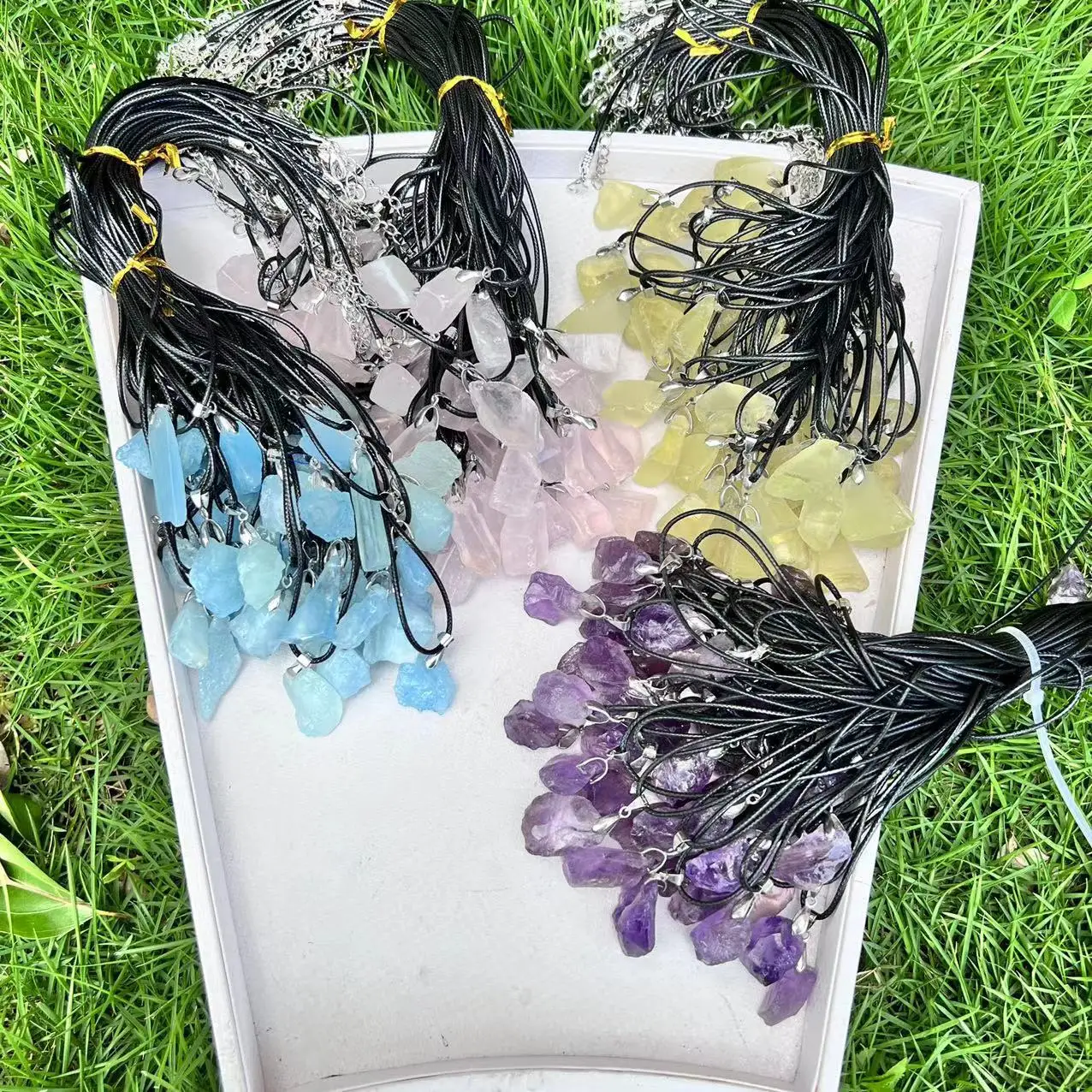 Reiki Healing Irregular Gemstone Natural Quartz Crystal Citrine Rock aquamarine Rough Raw Amethyst Stone Pendants Necklace