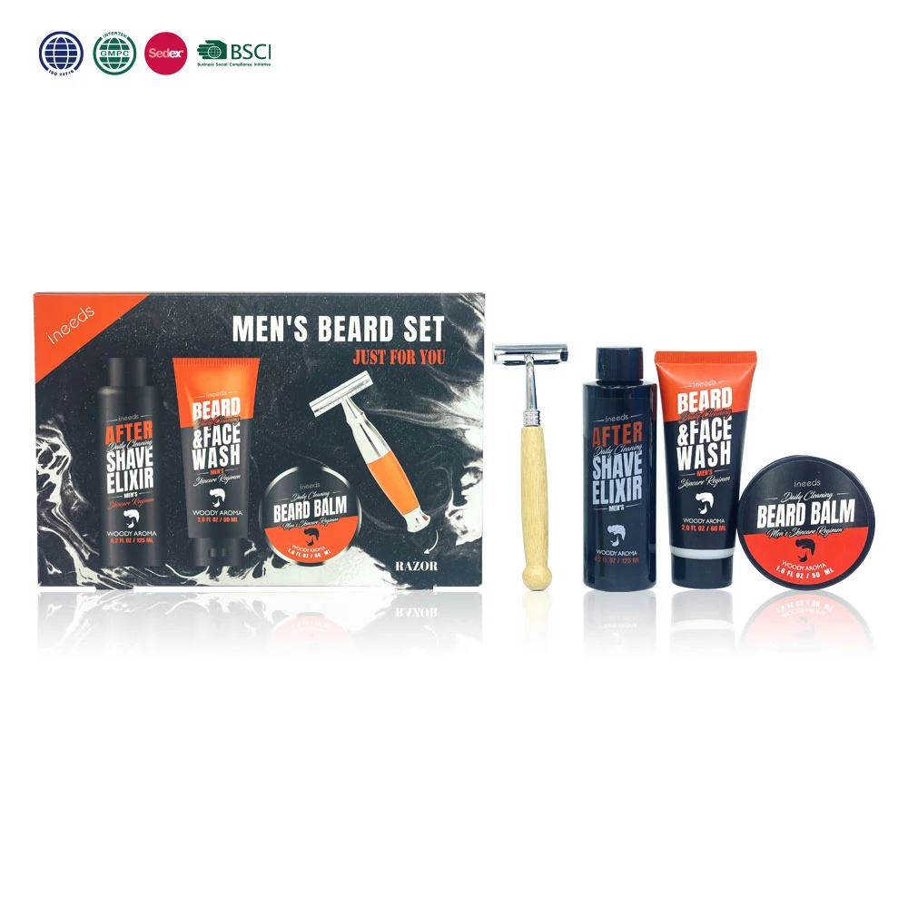 Customized Men Beard Shaving Gift Set Grooming Care Kit with Shaver Trimmer