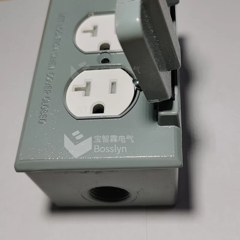 Electrical iron box wiring connection wall box with nema 5-20r receptacles duplex receptacle