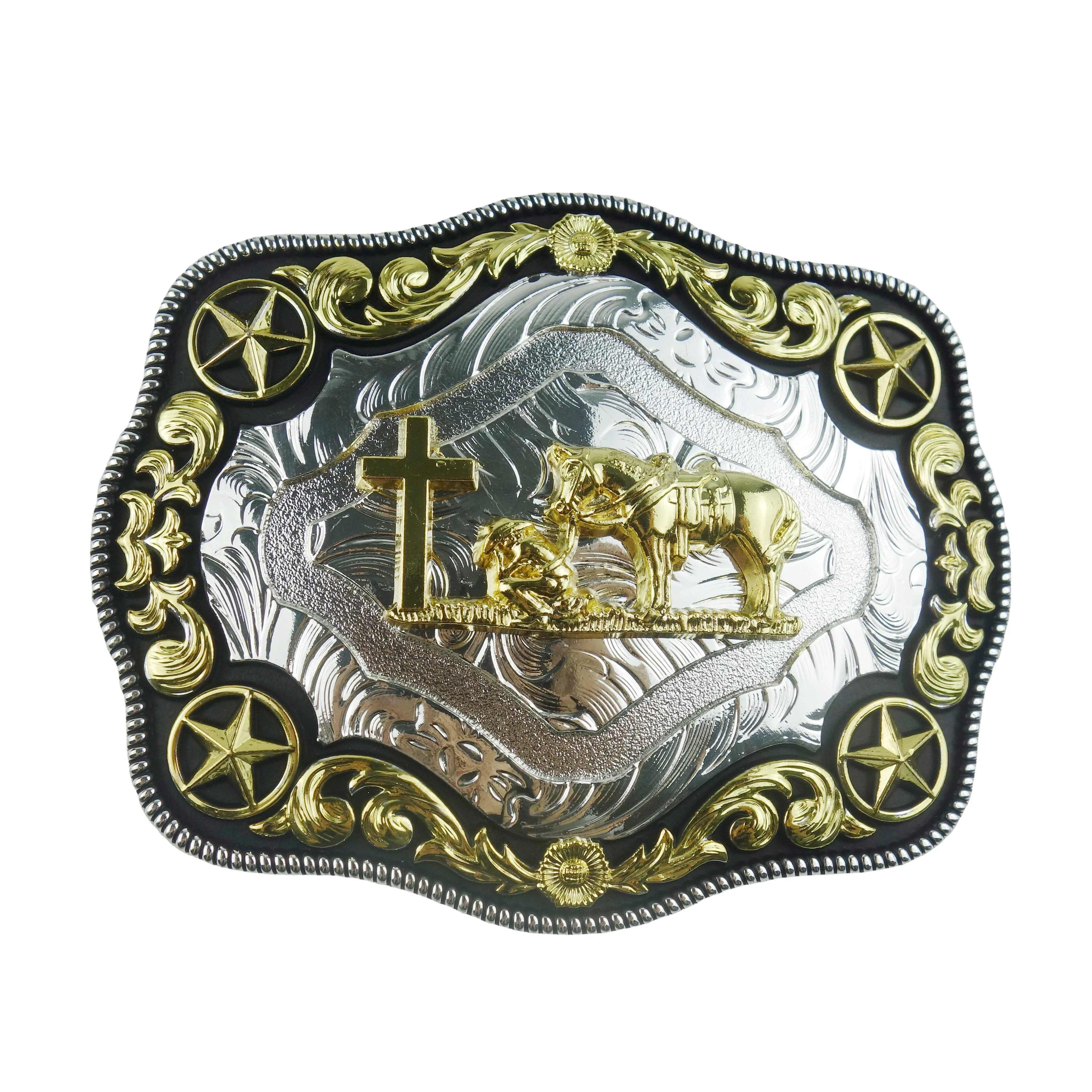 Customizable logo New Western Cowboy Belt Buckle  Silvers Golds Belt Buckle