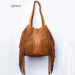 Personalized Women Fringes Suede Hobo Bag