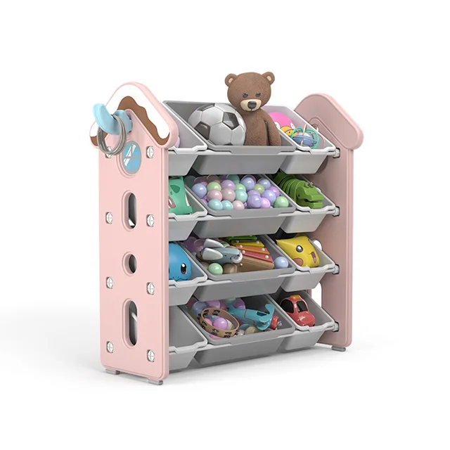 Multiple color plastic shelf drawer kids boxes organizer toy storage shelfs