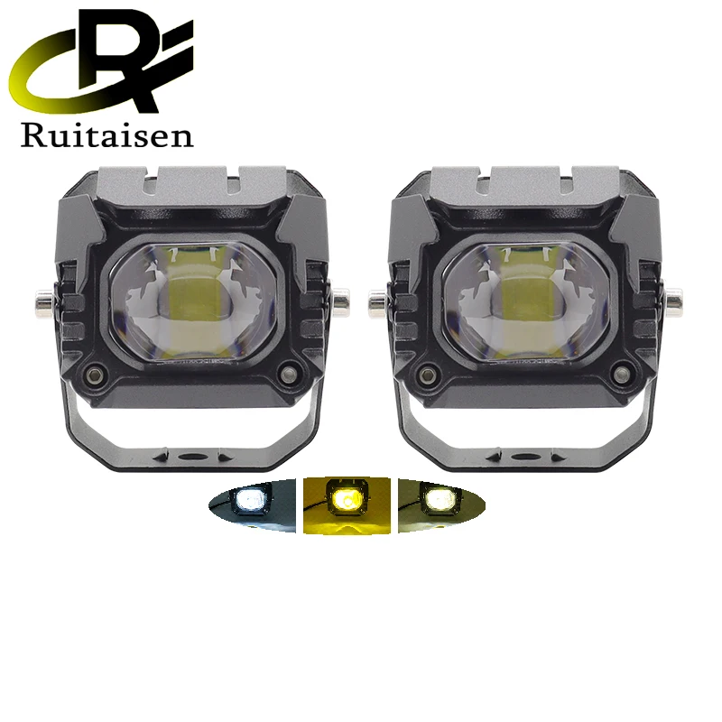 Motorcycle Spotlight Headlight LED Lens Hi/Low Beam Driving Fog Lights Auxiliary Lamp For Motorbike Off-road 12V 24V