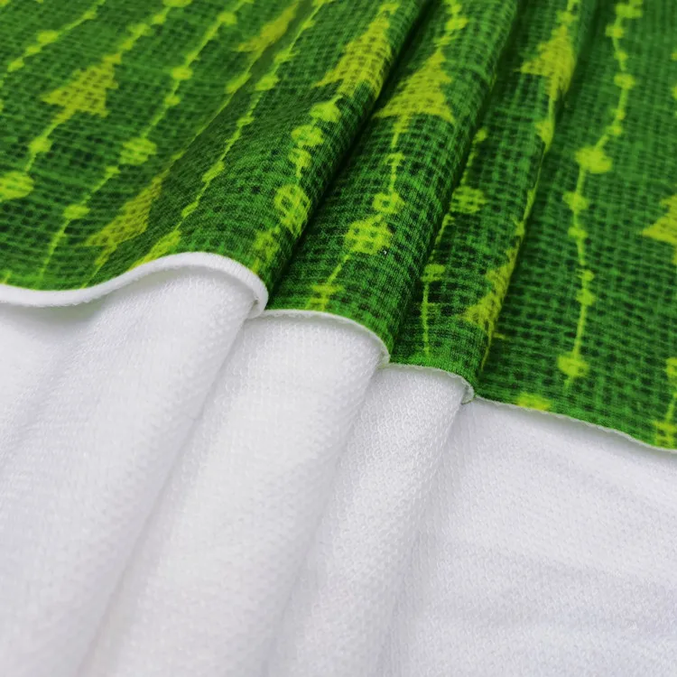 Christmas Day High Quality Stretch French Terry Towel Fabric Custom Printed for Garment and