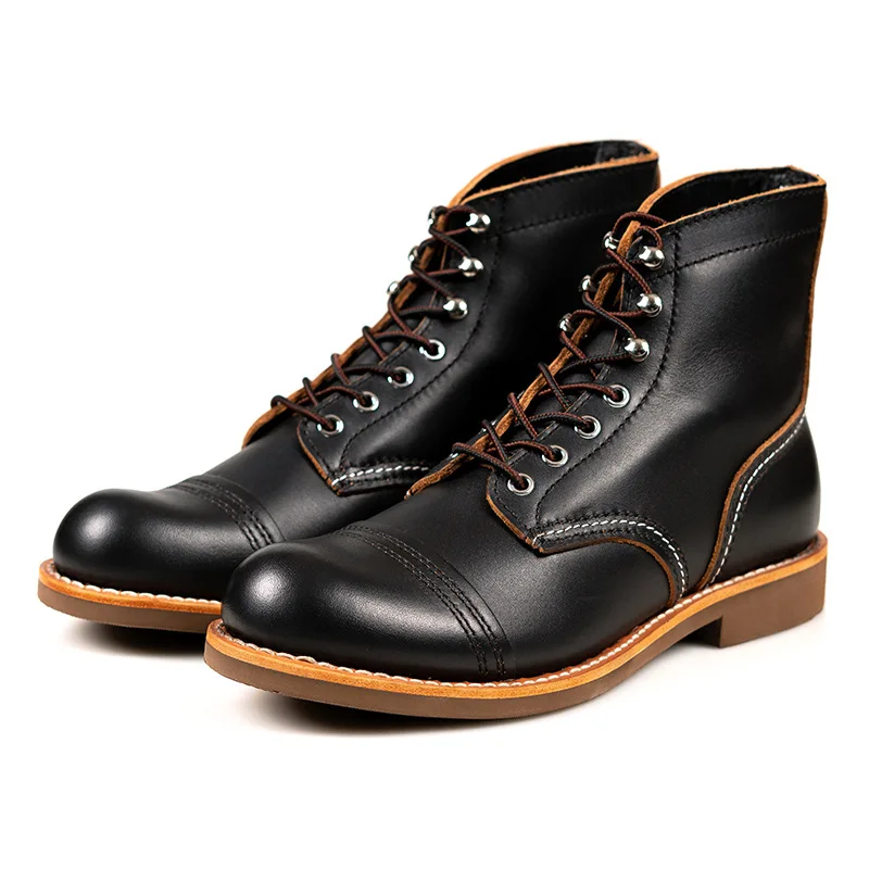 Full grain calf leather boots 8111 american casual wear retro motor desert combat boots