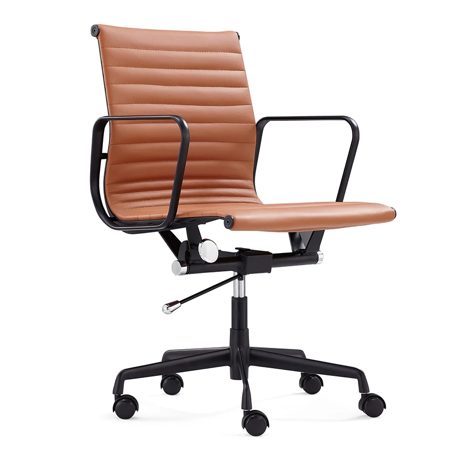 
High Quality factory Black Matted Aluminum Back leather executive task Office Chair 