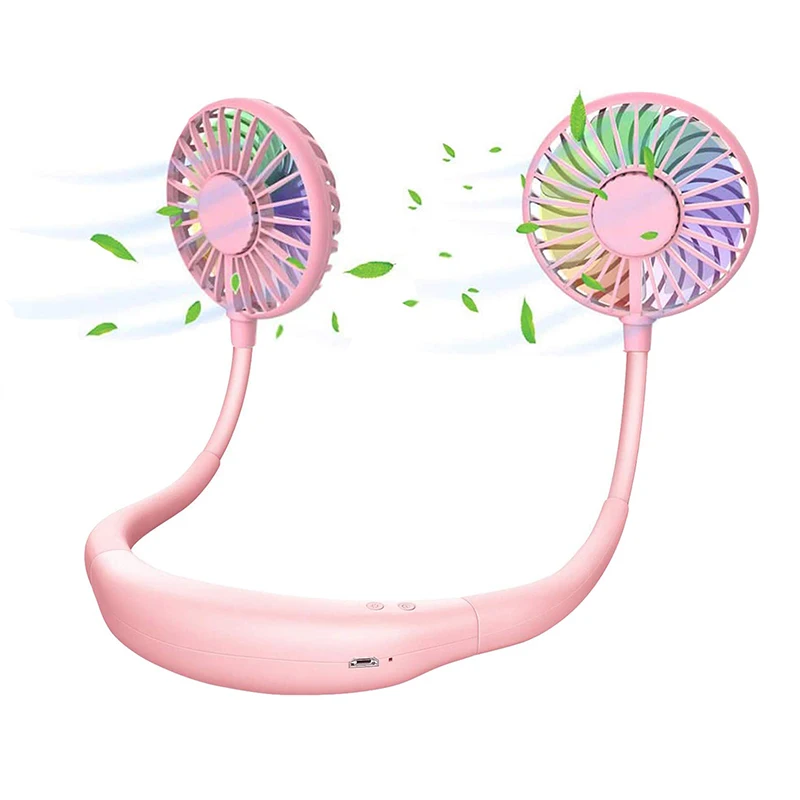 Portable 360 Degree Rotation Hand-free Neckband Sports 3 Speeds Adjustable Rechargeable Sport Mini Neck Fan