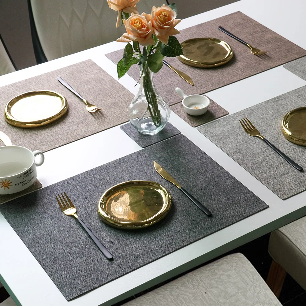 western food square cloth pattern placemat household waterproof oilproof heat insulation mat hotel leather table mat