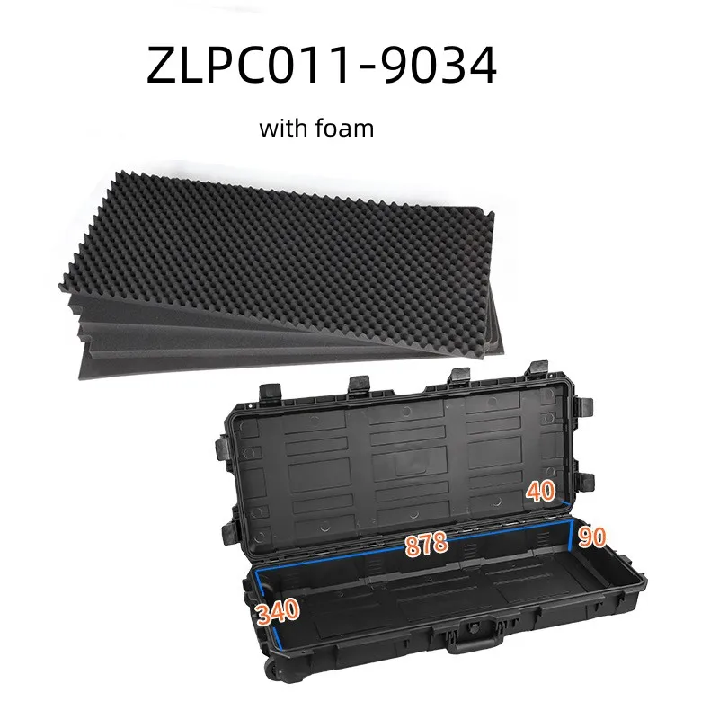 OEM black plastic tool box waterproof long case with handle plastic storage case for electronics equipment