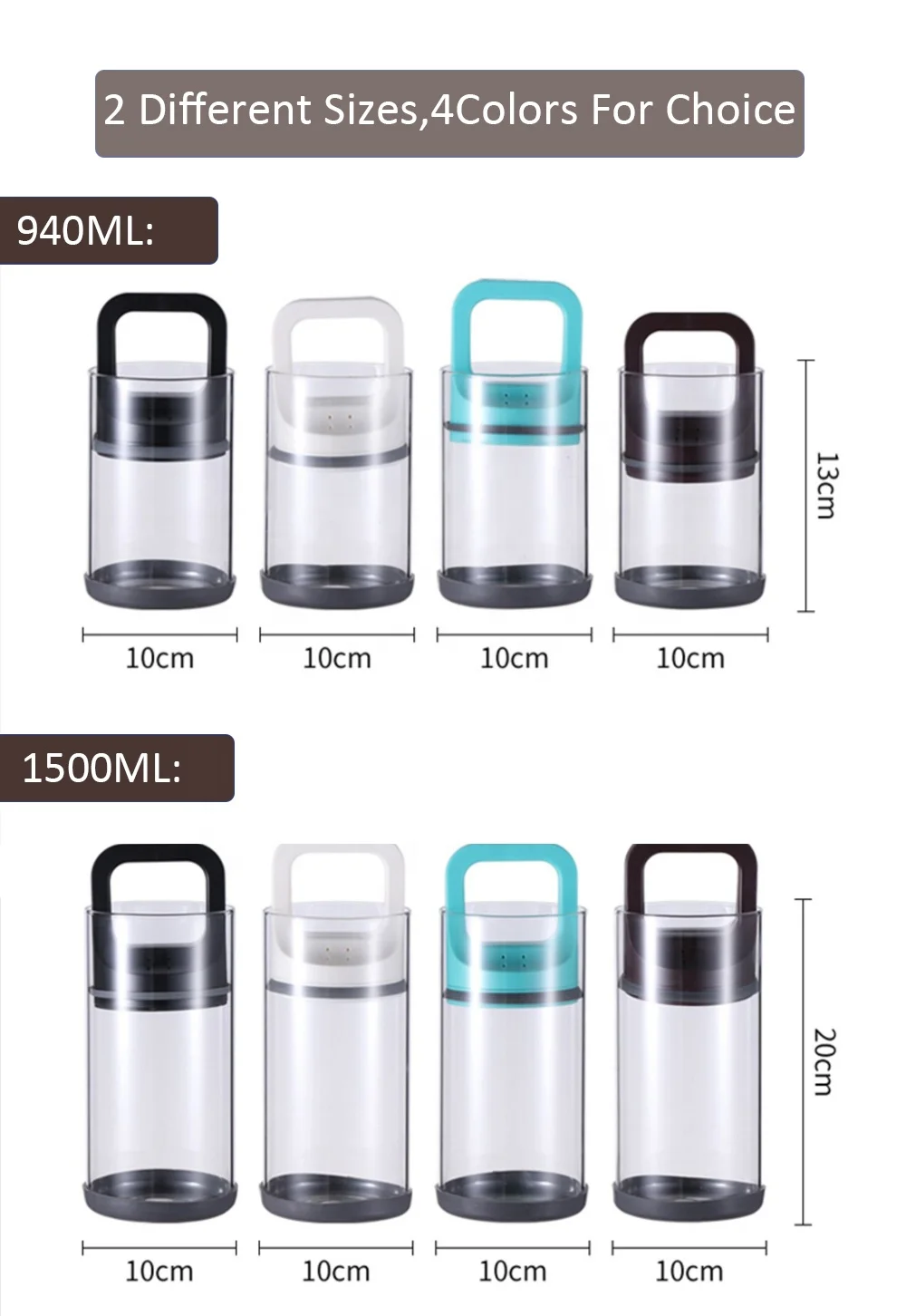 Large Glass Kitchen Food Storage Airtight Vacuum Jars Bottle Canister