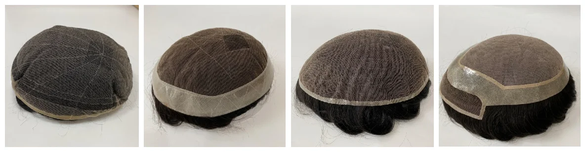 Toupee For Men Human Hair Replacement System Mono Thin Skin Pu And French Firm Lace Front Prosthesis Hair Pieces Mens Wig