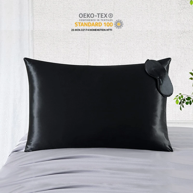 Wholesale custom printed embroidered silk pillowcase 16/19/22mm zipper silk pillowcase