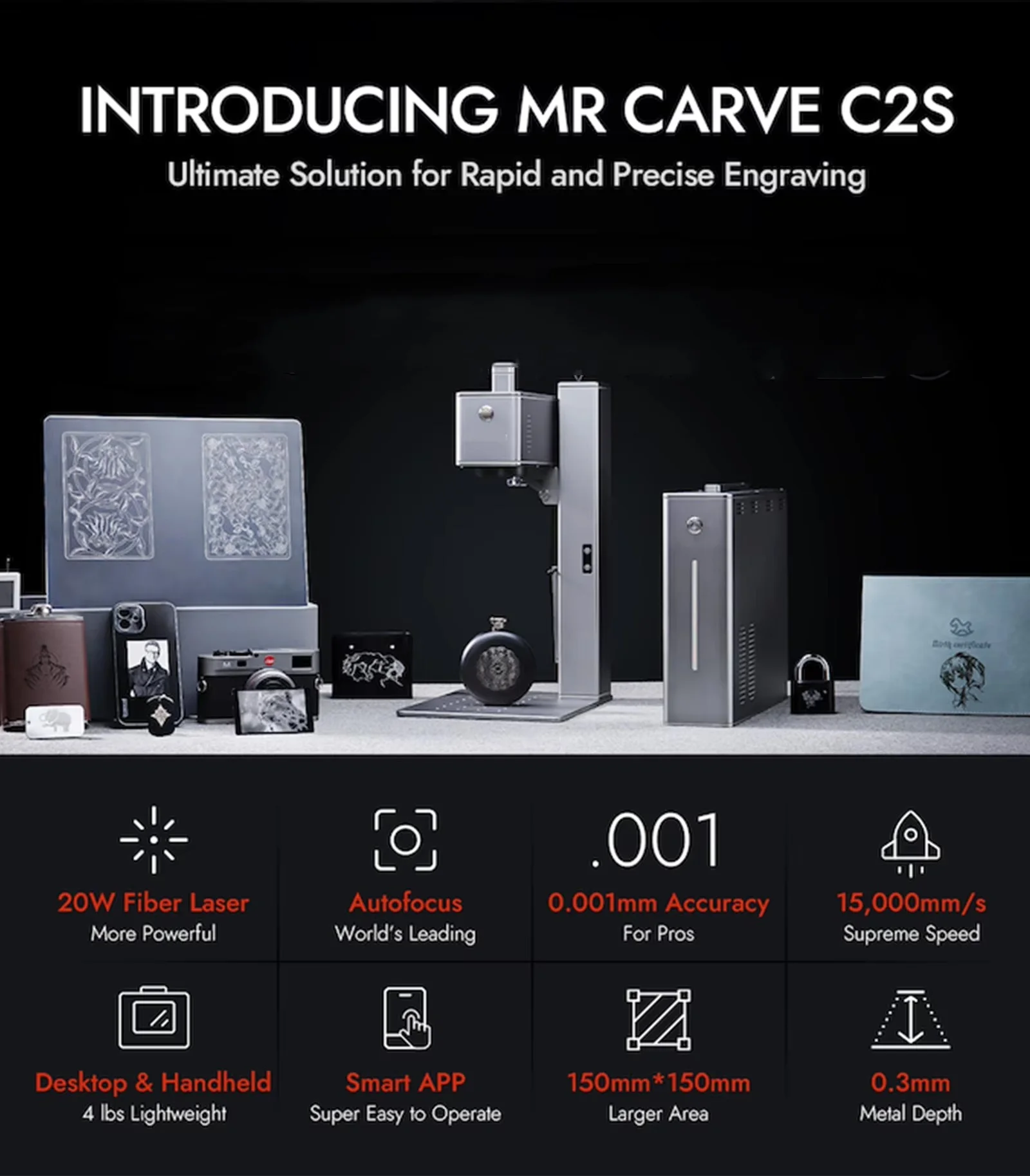 Universal Mobile App Operation Fiber Laser Engraving Machine Autofocus Laser Graver Laser Marking Machines For All Metals