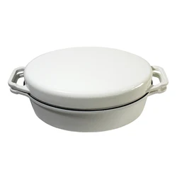 Manufacturer Wholesale White Enamel Cast Iron Casserole Grill Pan Dual-purpose Pot