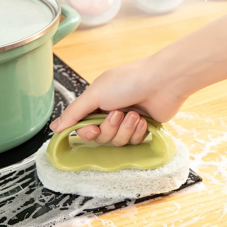 Kitchen Cleaning Sponge with Handle Bathroom Bathtub Sink Scrubber Cleaner