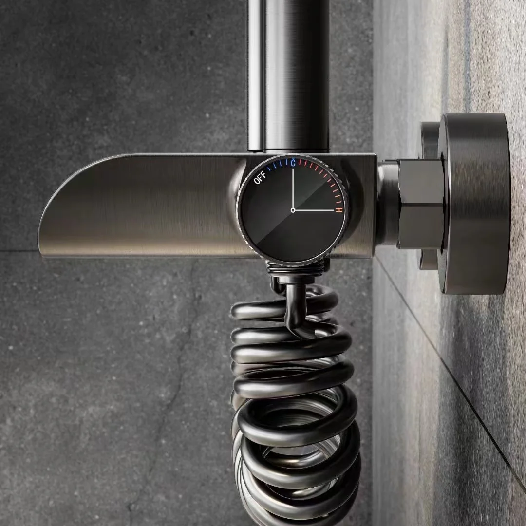 Automatic Luxury Bathroom System Digital Display Piano Key Brass Shower Faucet Constant Temperature Mixer Shower Set