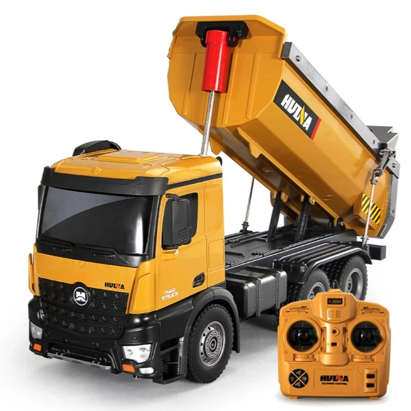 Hot Selling Huina 1573 1/14 2.4ghz 10 Channel Rc Dump Self-discharging Engineering Truck Metal Auto Demonstration With Led Light