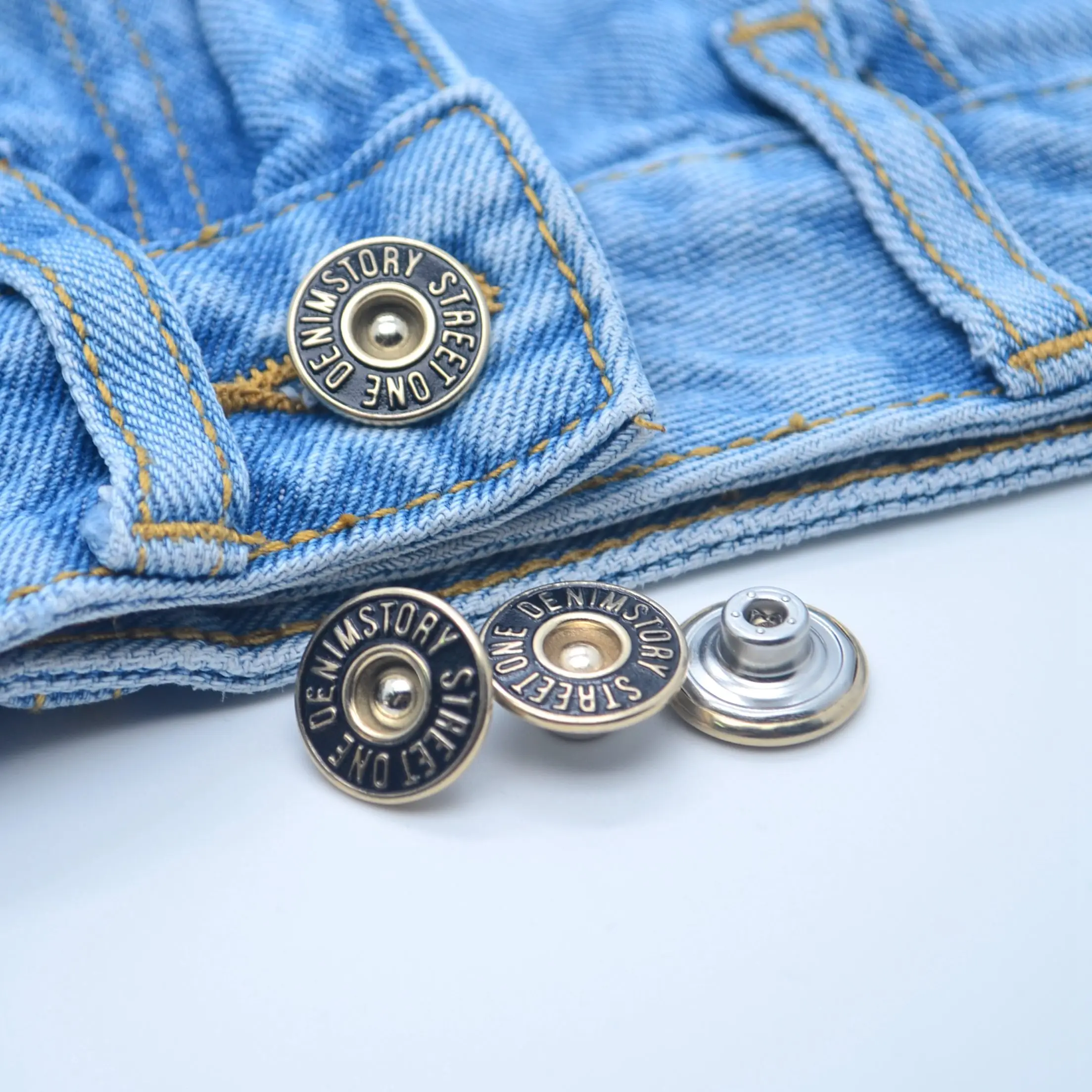 Factories Custom Brand Name Logo Metal Jeans Buttons Hollow Plating Denim Button And Rivets for clothes 17mm
