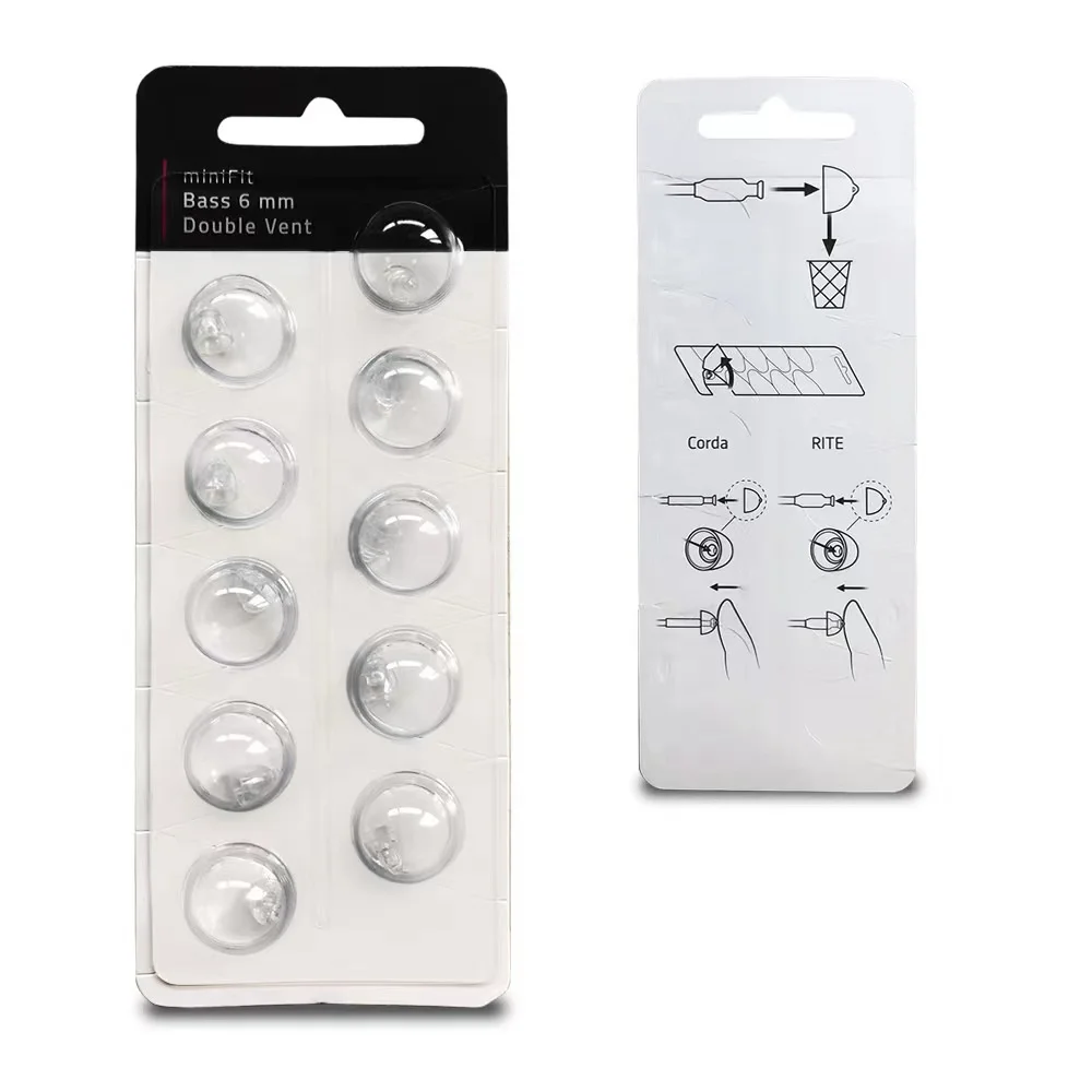 Аксессуары для слуховых аппаратов Minifit Bass 6/8/10/12 мм с двойным вентиляционным отверстием