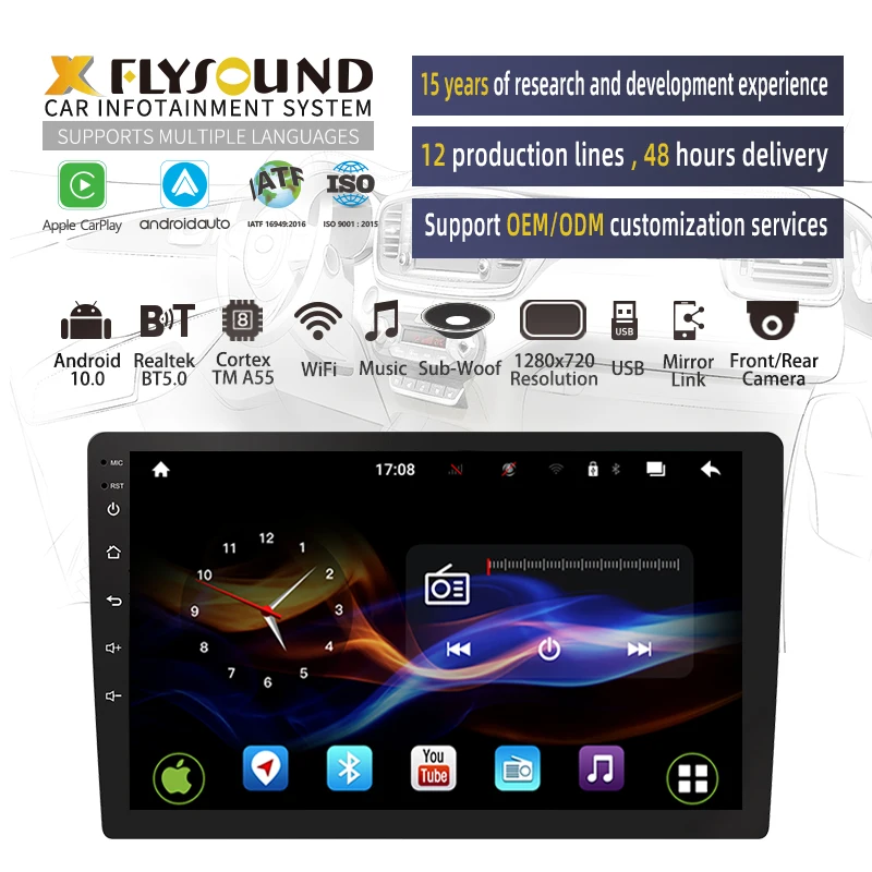 Flysonic Android Auto Audio And System Radio Dash Camera Dvr Surveillance Car Video