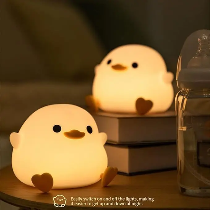 Cute Cartoon Touch Lamp Silicone Nursery Light with Timing Function Rechargeable Mini Baby Bedside Lamp Tap Control Table Lamp
