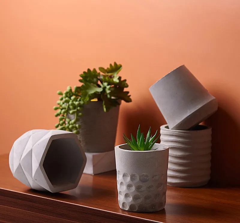 Cement flowerpot simple creative multi shape combination living room balcony tiger skin meat green pineapple flowerpot