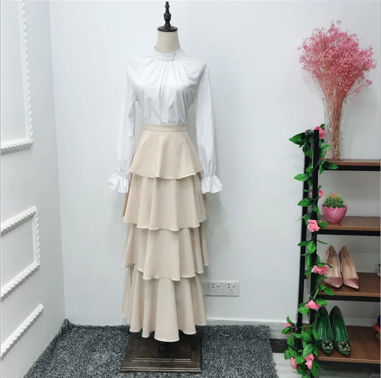 Muslim Abaya New Summer Refreshing Cake Skirt Fashion Ankle Skirt Islamic Clothing Clothes Turkey